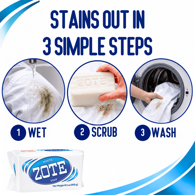 ZOTE White Laundry Bar Soap, 14.1 oz, Gentle & Long-Lasting, Hand