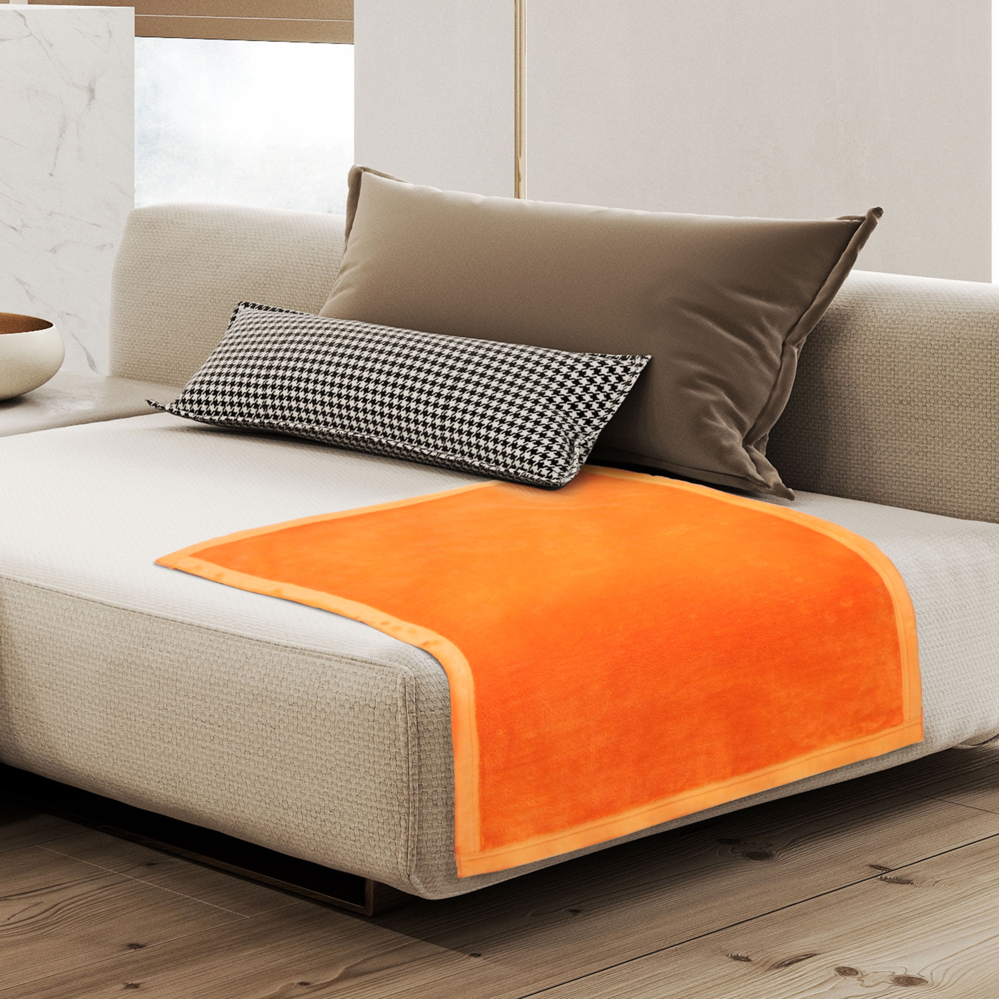 Unique Bargains Flannel Fleece Blanket Soft Wide Hemmed 30"x40" Orange