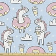 thumbnail image 1 of Unicorn Party Sofa Upholstery Fabric by the Yard, Pastel Tone Pattern of Funny Horned Horse in Donuts with Coffee Cup, Decorative Fabric for DIY & Home Accents, 3 Yards, Multicolor by Ambesonne, 1 of 4