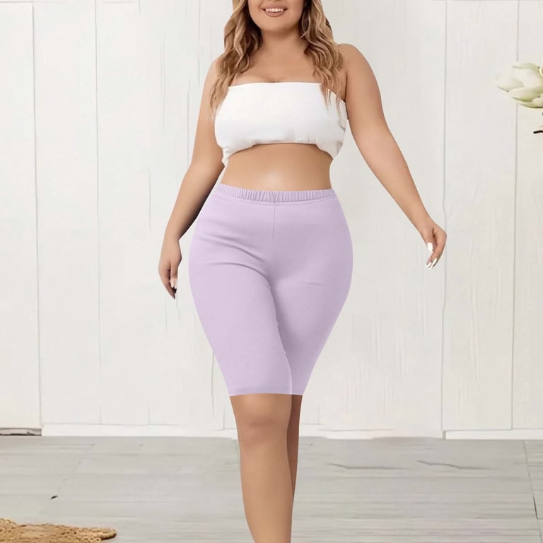 Plebaso Plus Size Womens Knee Length Leggings Summer Lounge Yoga Workout  Shorts Under Dress 2/3 Pack - Walmart.com