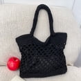 thumbnail image 4 of AJGRHE Crochet Beach Bag for Women - Woven Boho Purse Knitted Shoulder Bag for Summer Vacation Beachy Travel Pool Black, 4 of 4