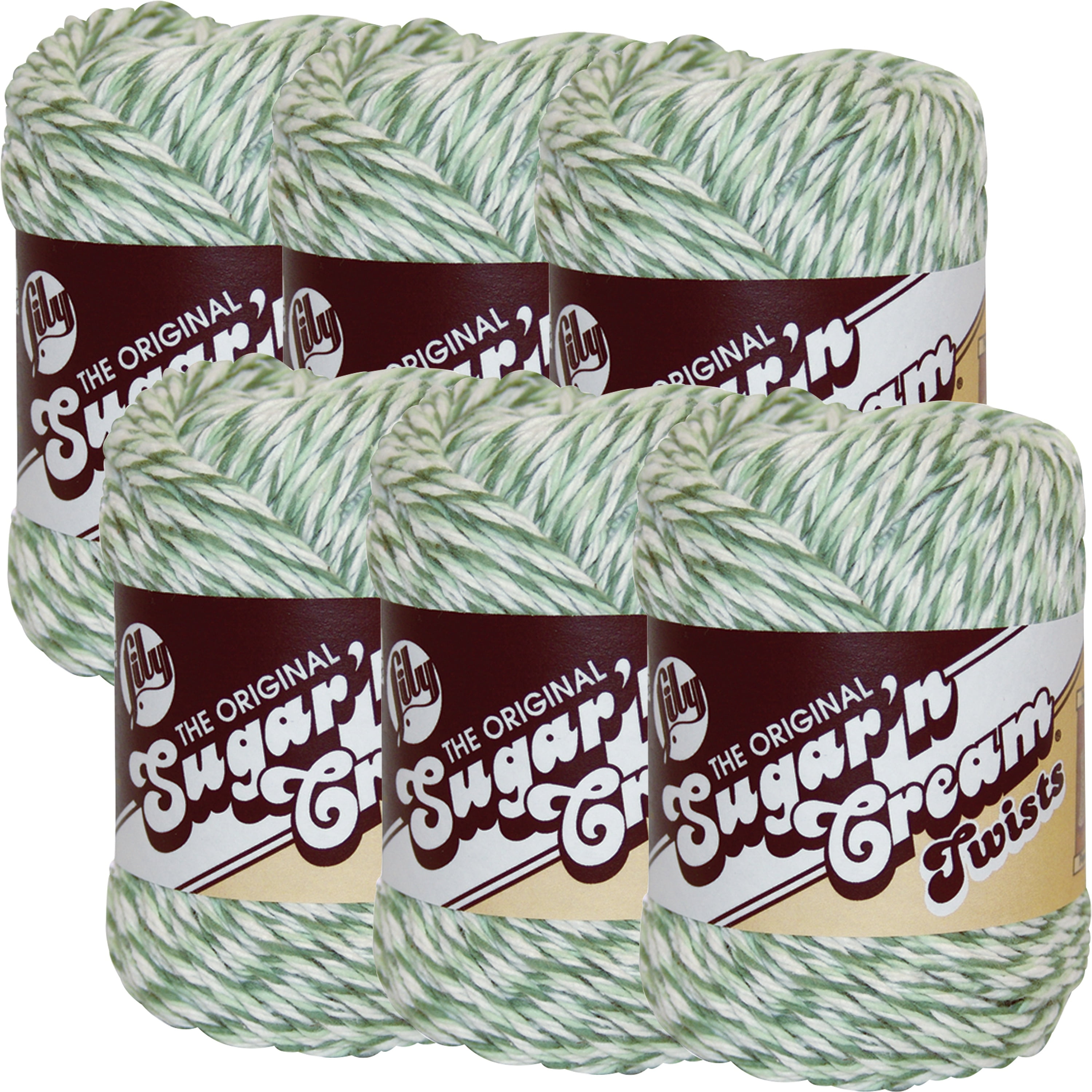 Lily Sugar'n Cream Yarn TwistsGreen, Multipack Of 6