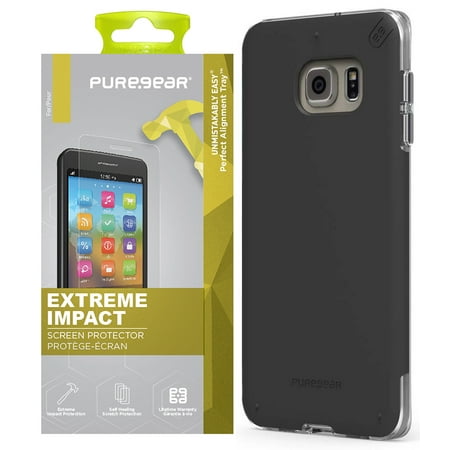 Accessory Case Combo for Galaxy S6 Edge Plus, PureGear Black Dualtek Pro Anti-Shock Cover + Puretek Roll-On Screen Protector for Samsung Galaxy S6 Edge Plus + (SM-G928)