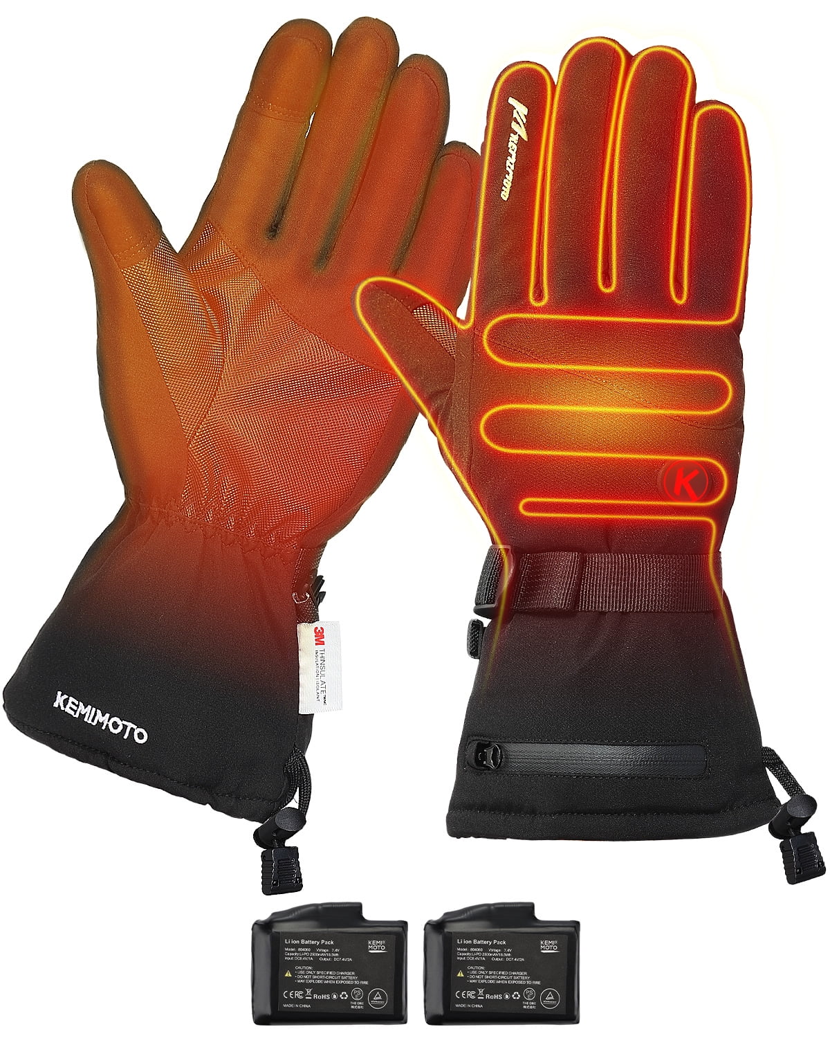 001 XXL-Red KEMiMOTO Motorcycle Gloves Men Winter Riding Gloves Touchscreen Waterproof 