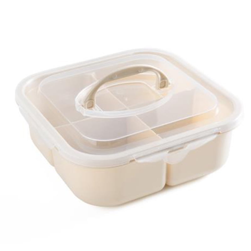 Candies Dishes LFHT Multi Sectional Snack Serving Tray with Lid for Dried Fruits Nuts Square