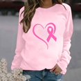 thumbnail image 2 of Jinhomg Womens Fight Breast Cancer Tee Shirt Novelty Pink Ribbon Heart Printed Pullovers Fall Lightweight Long Sleeve Drop Shoulder Tops Inspirational Holiday Blouse Pink L, 2 of 5
