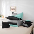thumbnail image 5 of YST Teal Triangle Bedding Set, Twin Size, 7-Piece, Geometric, Turquoise Black Gray, Soft Lightweight, 5 of 5