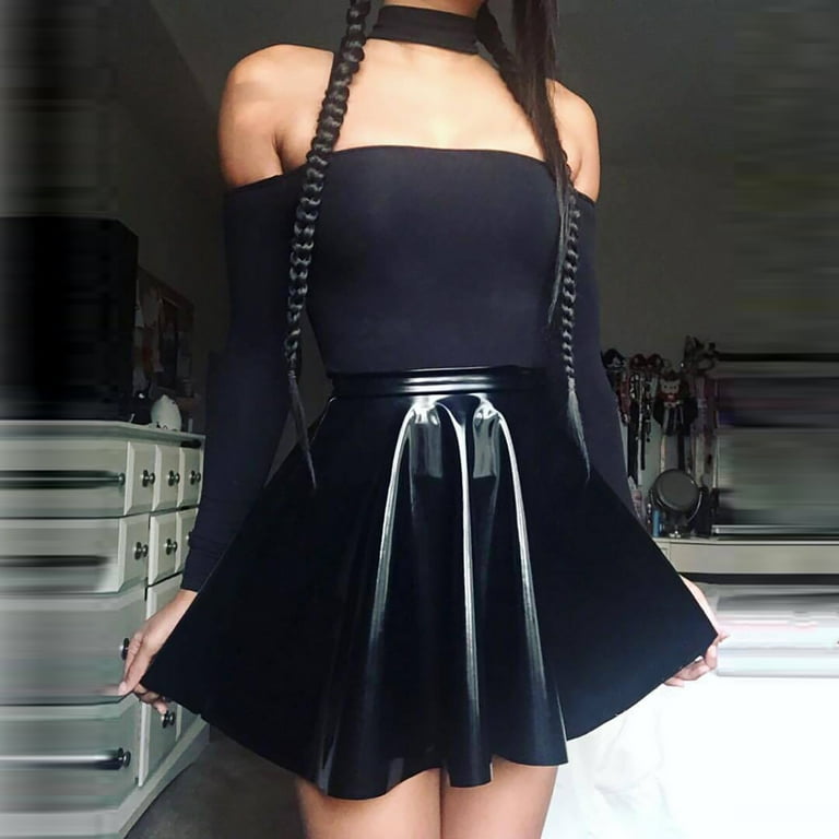 HSMQHJWE Black Circle Skirt Leather Skirts For Women Mini HSMQHJWE Black Circle Skirt Leather Skirts For Women Mini