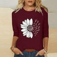 thumbnail image 2 of T-Shirts Décontractés à Col Rond Imprimé Floral Manches 3/4 pour Femmes, Pack de T-Shirts Burnout pour Femmes, Ensemble de T-Shirts d'Entraînement pour Femmes, 2 of 5