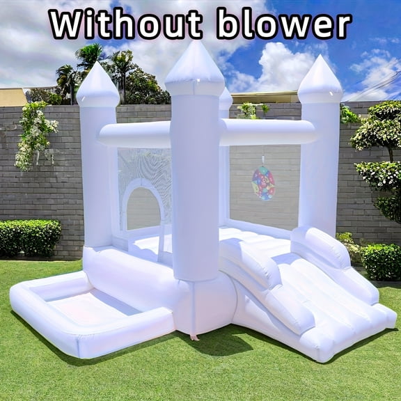 White Bouncing House,Without blower, Indoor And Outdoor Bouncing Castle, Easy To Set Up, Suitable For Activities, Birthday Parties