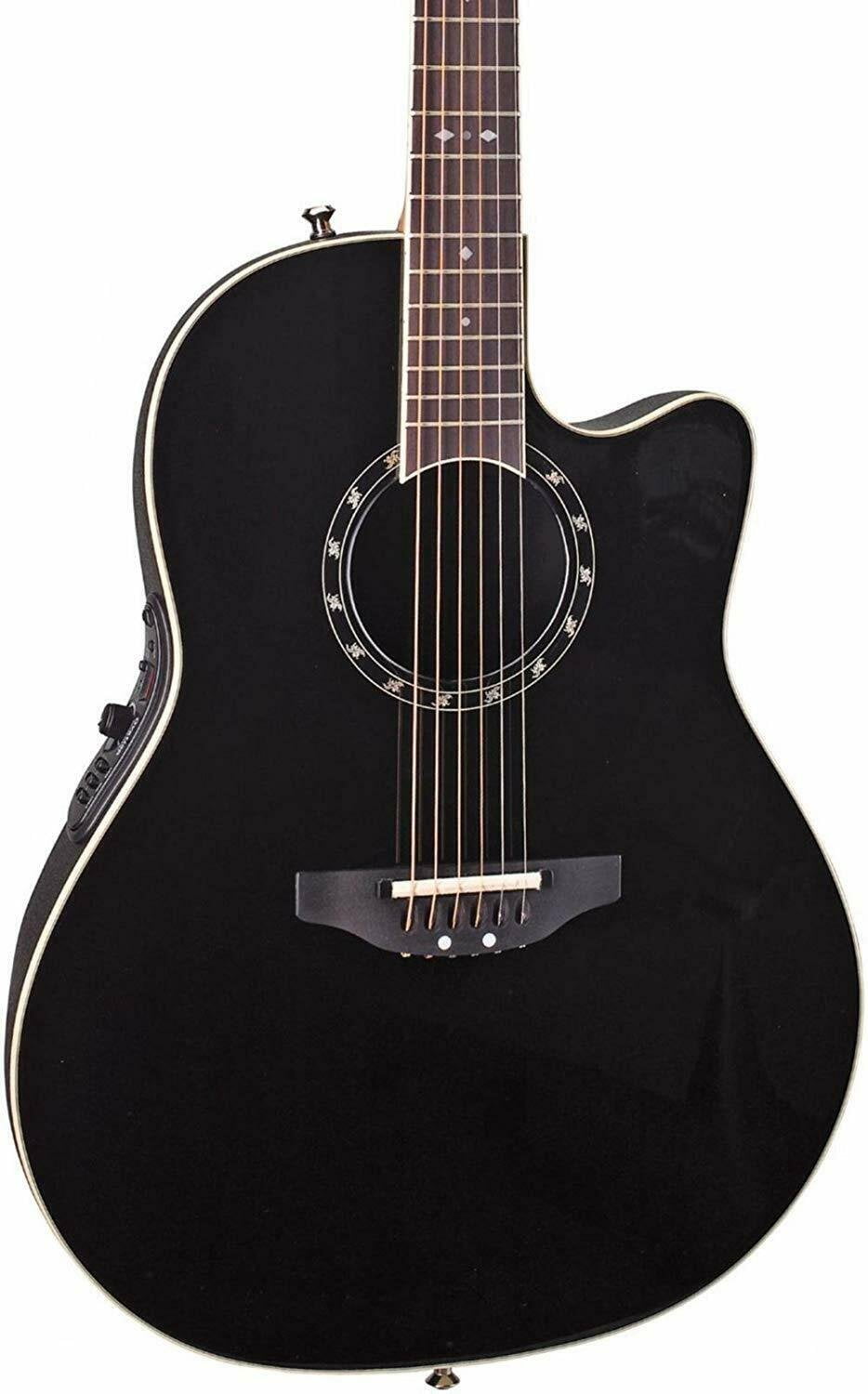 Ovation Timeless Balladeer Deep Contour Acoustic-Electric Guitar (Black)