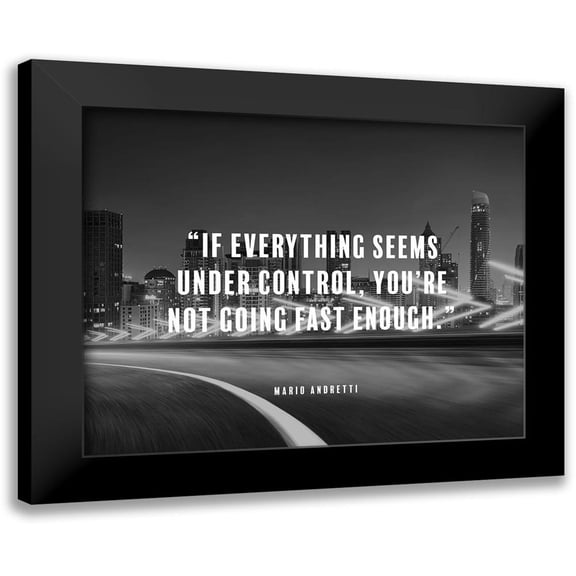 ArtsyQuotes 14x12 Black Modern Framed Museum Art Print Titled - Mario Andretti Quote: Under Control