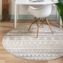 Unique Loom Arlo Collection Area Rug - Avery (7' Round Sandy Beige/Blue)