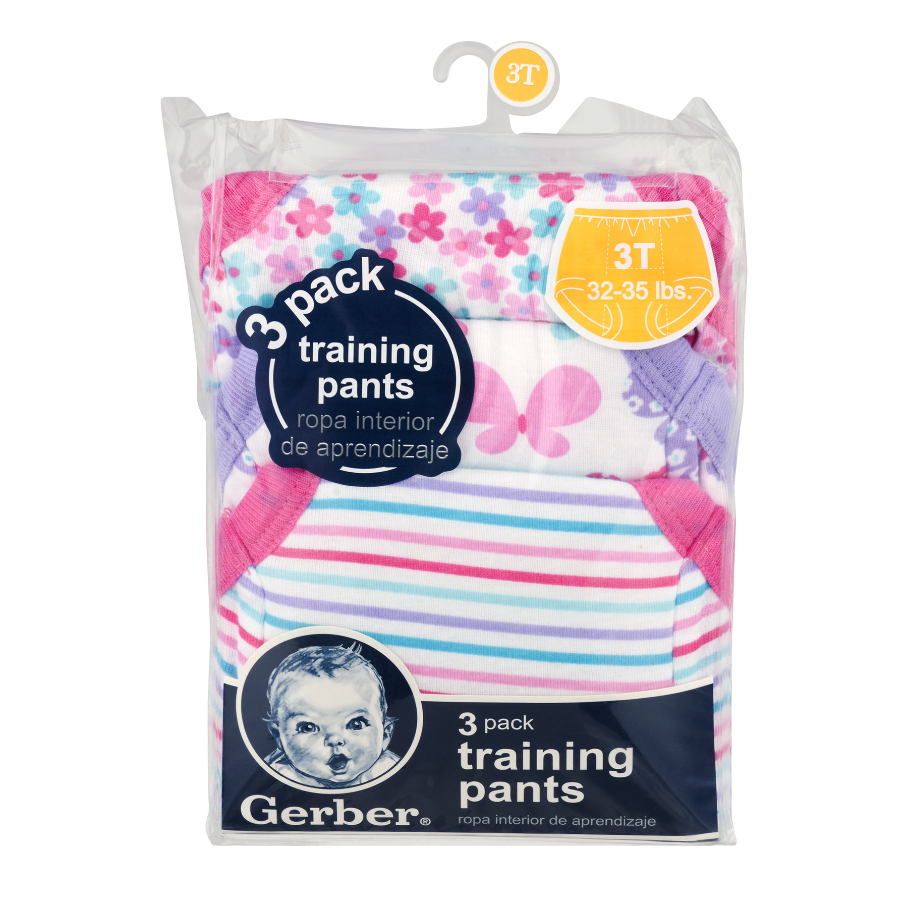 Gerber Toddler Girl's Assorted Training Pants, 3Pack