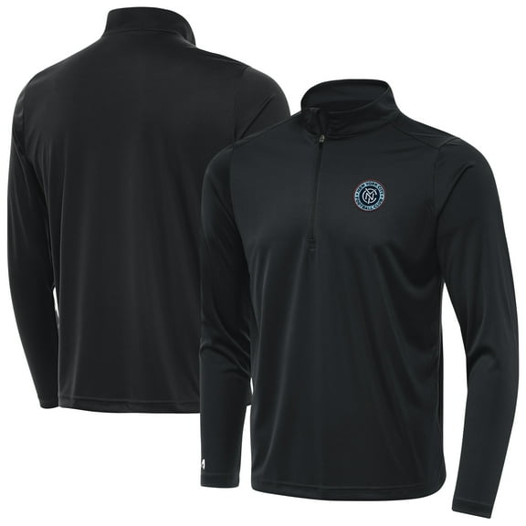 Men's-Antigua Charcoal New York City FC Tribute Quarter-Zip Top