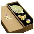 thumbnail image 1 of Visland 1 Set Book Marker Metal Leaf Bookmarks with Gift Box Copper Feather Reading Bookmark with 3D Butterfly Pendant for Teacher, 1 of 1