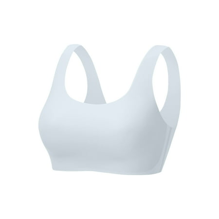

LBECLEY One Shoulder Bras for Women Ultra Thin Ice Silk Bra Comfort Bra Daily Sports Bra Beauty Back Yoga Bra with Chest Pad Sky Blue L