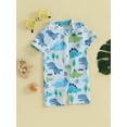 thumbnail image 4 of Sedceaty Toddler Baby Boys Rash One-Piece Guard Swimsuit,0-12 Months 1T 2T 3T Dinosaur Print Short Sleeve Round Neck Front Zip Up Beach Wear, 4 of 10