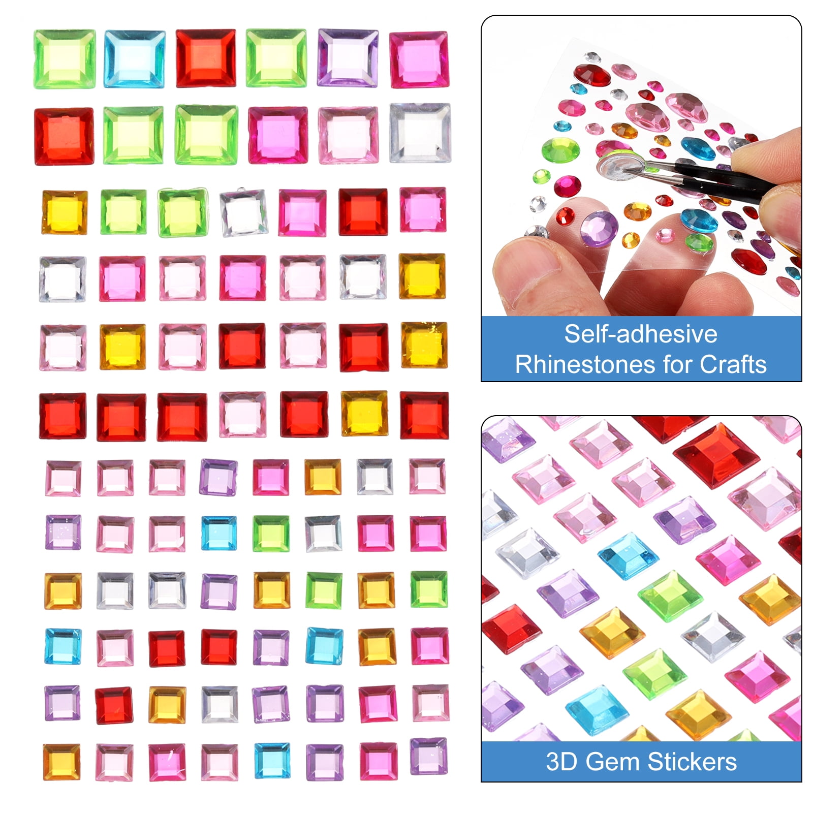 Unique Bargains 5 Sheet 440Pcs Gems Stickers Self-Adhesive Gems Bling Rhinestone Stickers