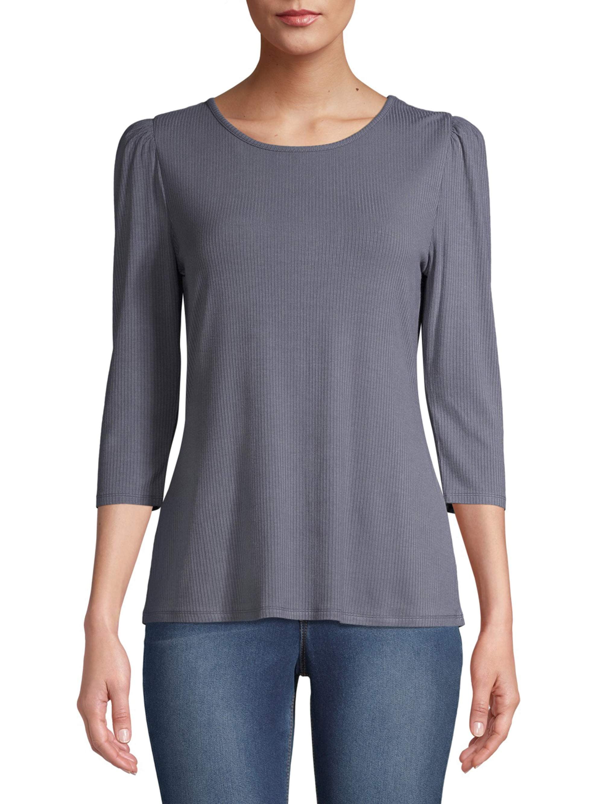 Time and Tru Women's 3/4 Puff Sleeve Top
