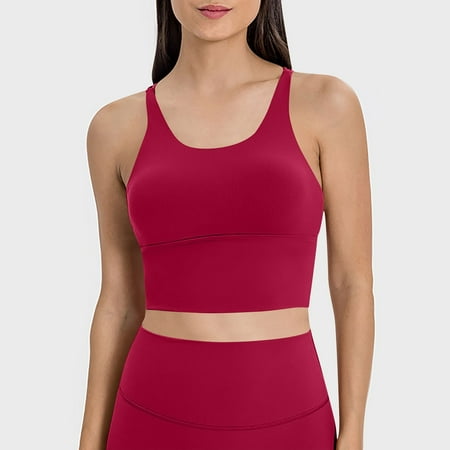 XFLWAM Longline Sports Bra for Women with Removable Padded Sexy Criss Cross Back Strappy Yoga Bras Workout Tank Tops