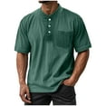 thumbnail image 2 of LODIENY Mens Henley Shirts Short Sleeve Casual Summer Basic Workout T Shirts Button Vintage Lightweight Athletic Tee Tops Green M, 2 of 7