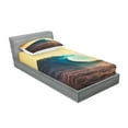thumbnail image 2 of Ambesonne Ocean Fitted Sheet & Pillow Sham Set, Sunset in Warm Colors, Twin, Turquoise Yellow Brown, 2 of 2