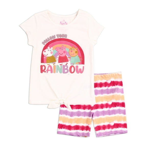 Peppa Pig Girls' Follow Your Rainbow Bike Short Set (Toddler Girls & Little Girls)