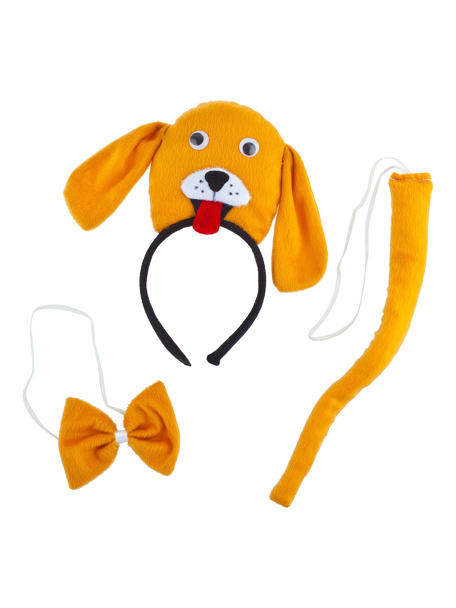 Lux Accessories Orange Cute Dog Head Ears Bowtie Tail Costume Party