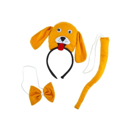 Lux Accessories Orange Cute Dog Head Ears Bowtie Tail Costume Party Dressup