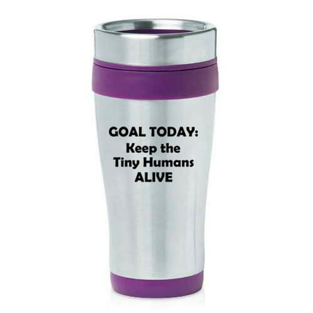 Funny Teacher Travel Mugs 16 oz Insulated Stainless Steel Travel Mug Keep The Tiny Humans Alive Funny Teacher Nurse Pediatrics Gift (Purple) ()