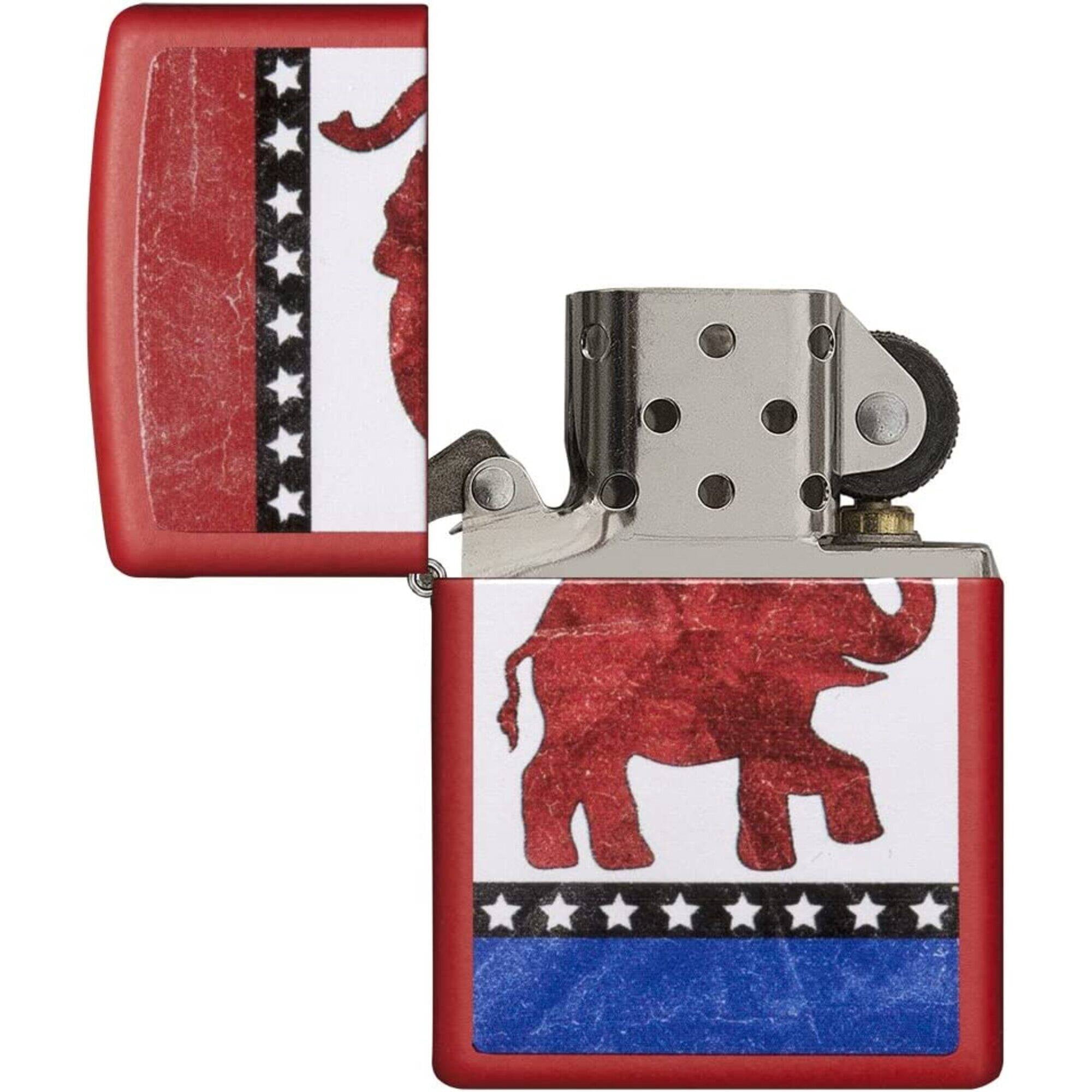 Zippo 29167 Republican Elephant Red Matte Windproof Pocket Lighter