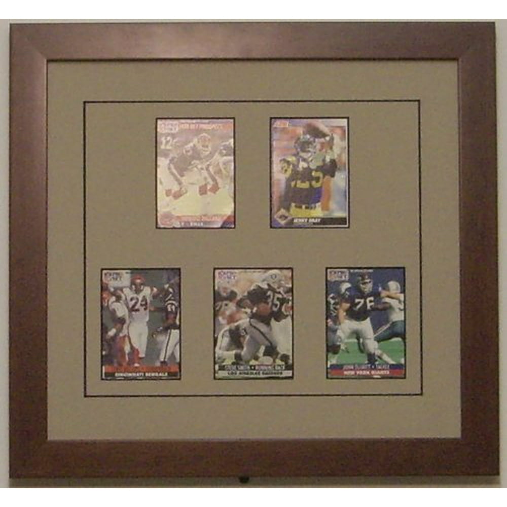 Trading Card Display Frame for 5 Standard Trading Cards Walnut