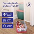 thumbnail image 4 of HOMZ Lot de 2 Bacs de Rangement en Plastique Transparent avec Couvercles, 41 Litres, Rouge - Conteneurs Empilables pour Décorations de Noël, Emballages Cadeaux et Artisanat, 4 of 7