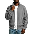 thumbnail image 4 of WIZUTIZ Men's Solid Color High Neck Zip Up Sweatshirt Long Sleeve Casual Pullover Top, 4 of 7