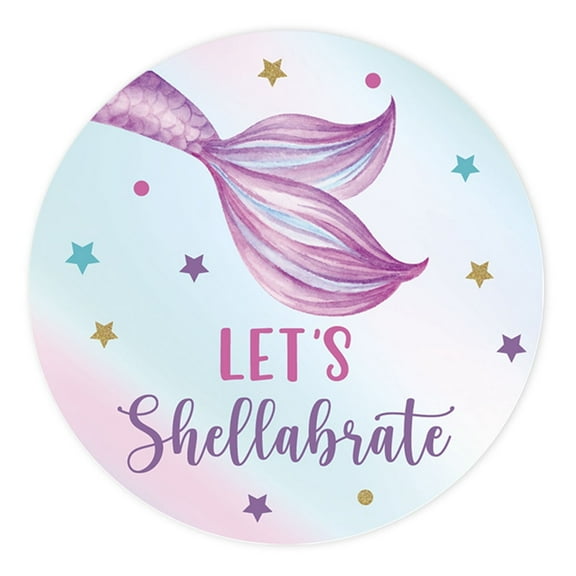 Koyal Wholesale Kids Party Favor Thank You Stickers, 80-Pk 2-Inch Round Mermaid Birthday Stickers For Kids Party Favors