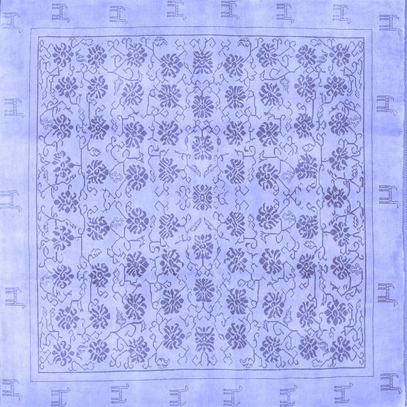 Ahgly Company Machine Washable Indoor Square Persian Blue Traditional Area Rugs, 4' Square
