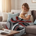 thumbnail image 4 of Grey Geometric Throw Blanket for Couch,Soft Lightweight Flannel Fleece Blanket,Modern Abstract Black White Red Striped Microfiber Plush All Season Decorative Blankets for Sofa Office Travel 40"x50", 4 of 9