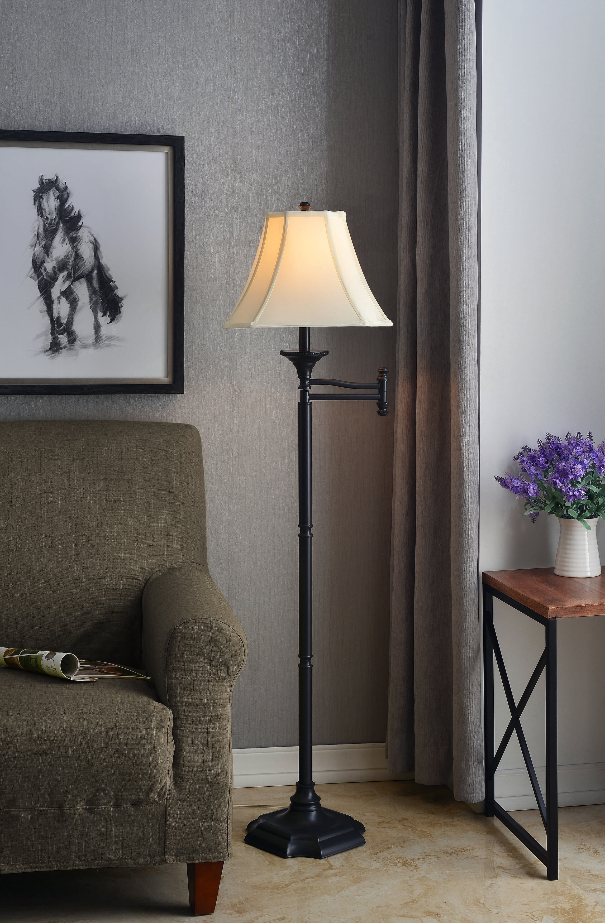 Wentworth Swing Arm Floor Lamp - Burnished Bronze