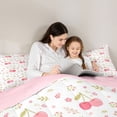 thumbnail image 5 of Homewish Kawaii Pink Cherry Full Size Comforter Sets for Kids, Cartoon Flower Floral Bedding Comforter Set, Plant Botanical Print Reversible Bedding Sets, Ultra Soft Bedroom Decor, 3 Pieces, 5 of 8
