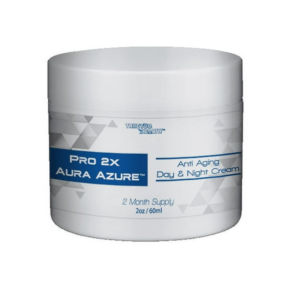 Pro 2x Aura Azure Cream - Anti Aging Day & Night Cream - 2 Month Supply - Nourishing Antioxidant Skin Cell Formula with Collagen - Hydrate - Lift - Firm - Help Improve Wrinkles, Skin Tone, & Redness