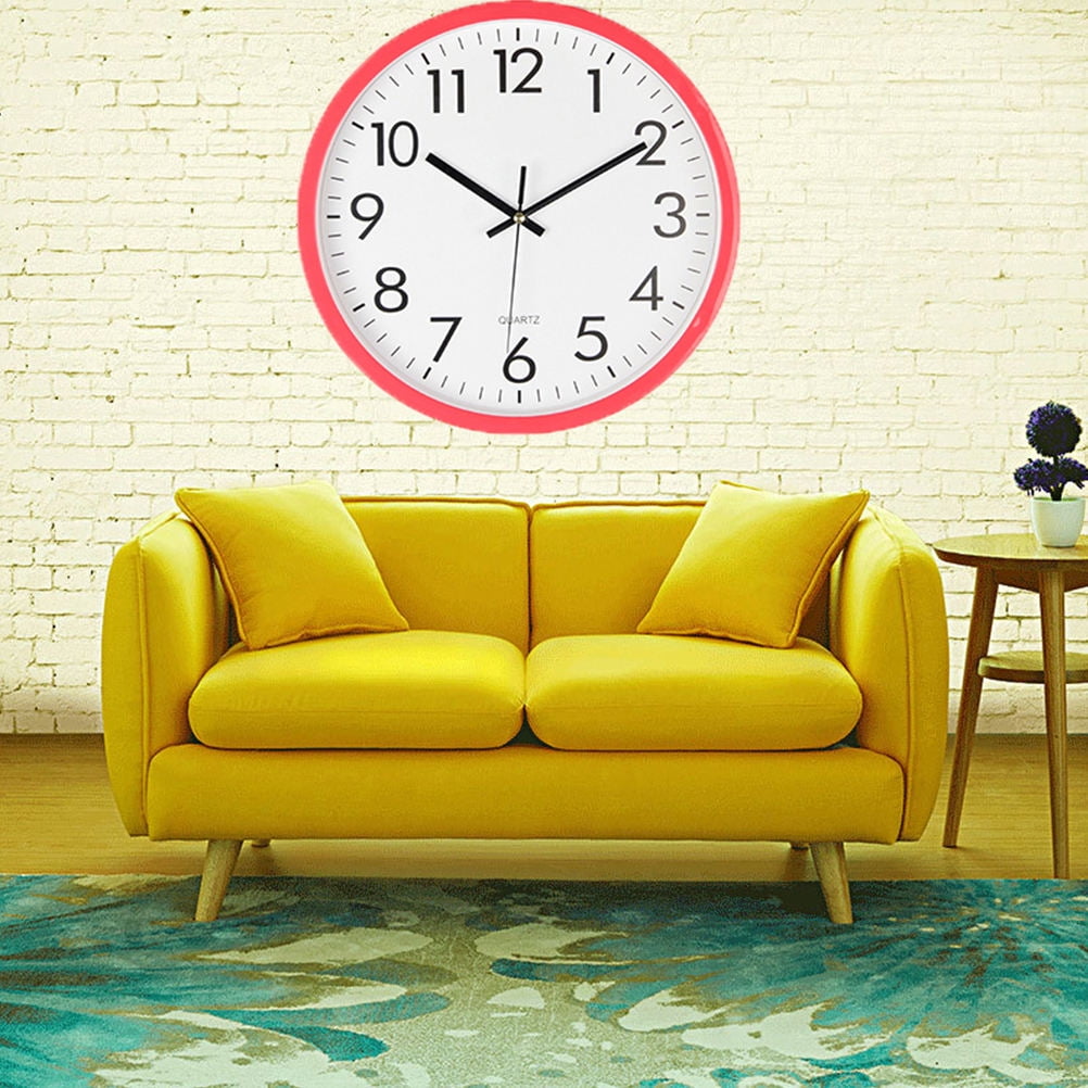 HAMPPLIES Red Wall Clock Silent No Ticking Vintage Design for Peaceful Home and Office Decoration
