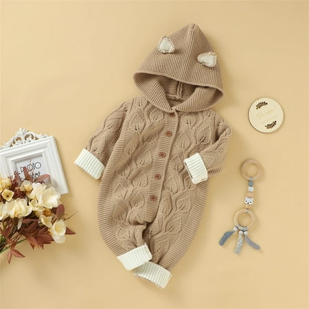 

Hunpta Newborn Infant Boy Girl Knitted Sweater Baby Hooded Jumpsuit Romper With Fox Ears Cotton 1 Piece Outfits Clothes
