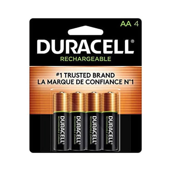 Duracell Rechargeable NiMH Batteries with Duralock Power Preserve Technology, AA, 4/Pk
