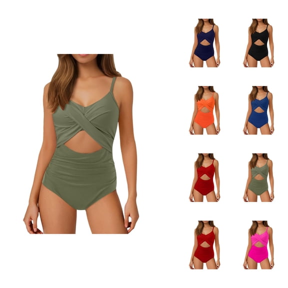 One Piece Swimsuit for Women Cutout High Waisted Bathing Suit Wrap Tie Back Monokini Tummy Control Performance Swimwear