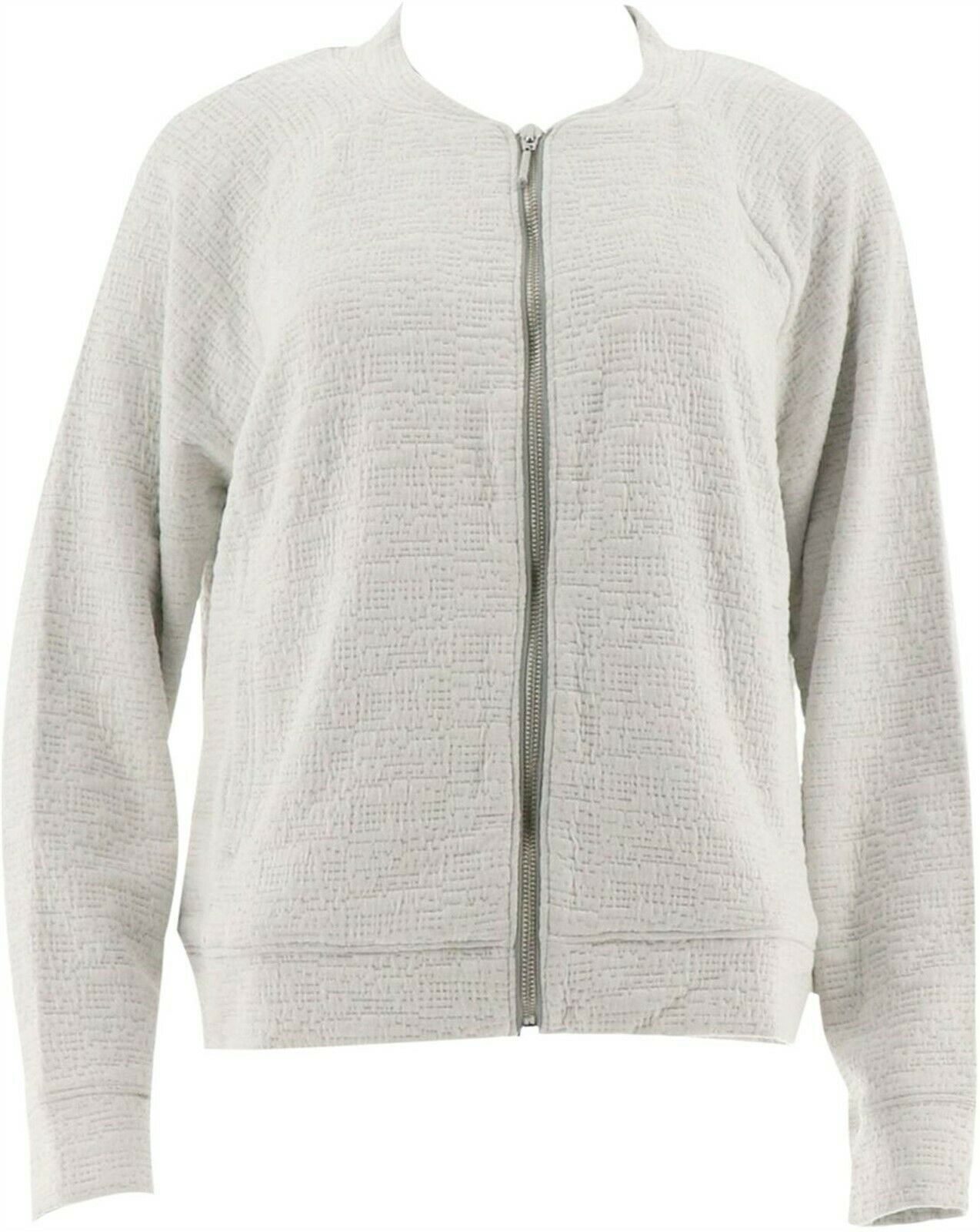 H by Halston Halston Lightweight Textured Knit Bomber Jacket Women's