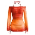 thumbnail image 5 of ZHOGXU Womens Swimsuits Three Piece Solid Color Halter Neck Bkinini Sets And Mesh Cover Upscomfortable Stylish Swimwear For Beach Pool,Orange,M, 5 of 5