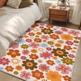 thumbnail image 4 of 4'x6' Area Rugs, Bohemia Floral Indoor Outdoor Area Rug for Living Room Bedroom, Vintage Orange Pink Flowers Boho Style Beige Washable Bathroom Rugs Kitchen Floor Carpet Mats Home Decor Aesthetic, 4 of 8