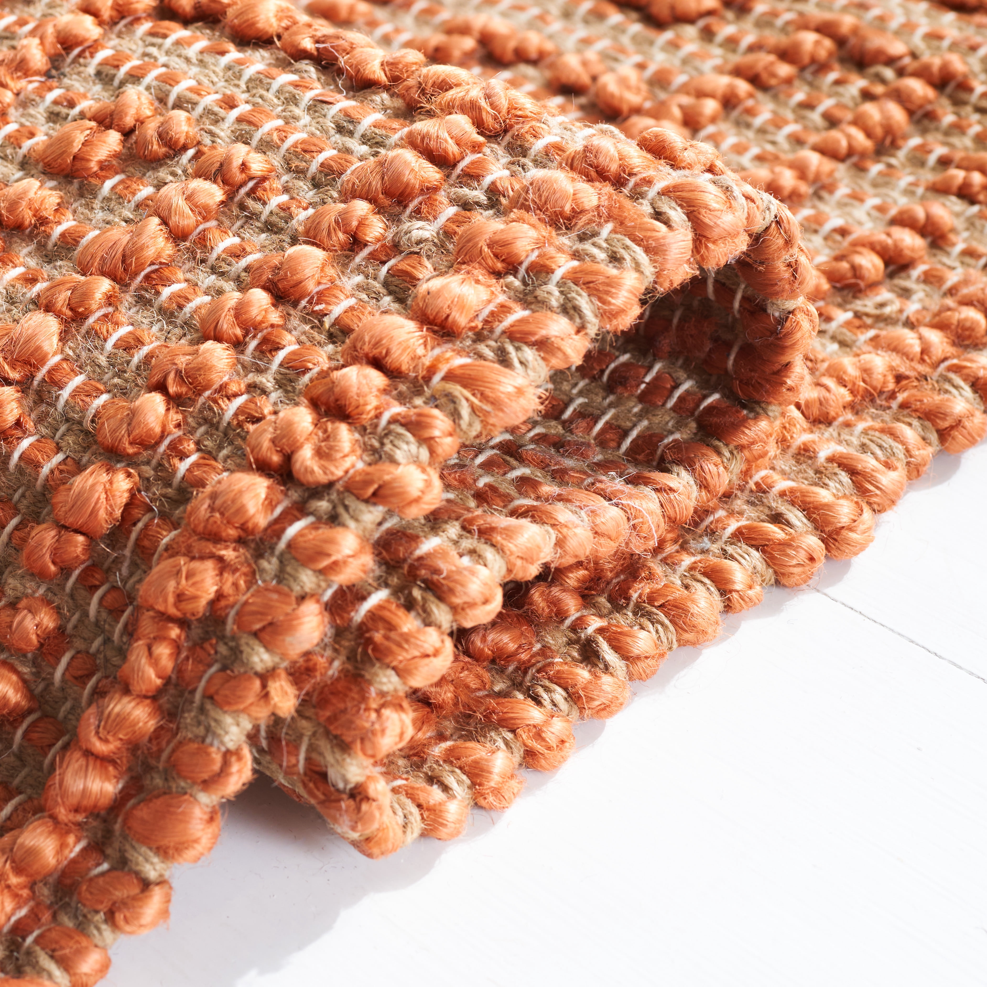 SAFAVIEH Natural Fiber Wystan Geometric Area Rug, Orange/Natural, 6' x 6' Square