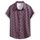 thumbnail image 1 of Camisas Para Hombre Camiseta con botones de solapa para hombre, estampado hawaiano, playera de manga corta, camisa estampada informal a la moda (Red, XXL), 1 of 7